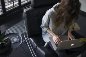 working on computer