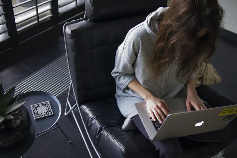 working on computer